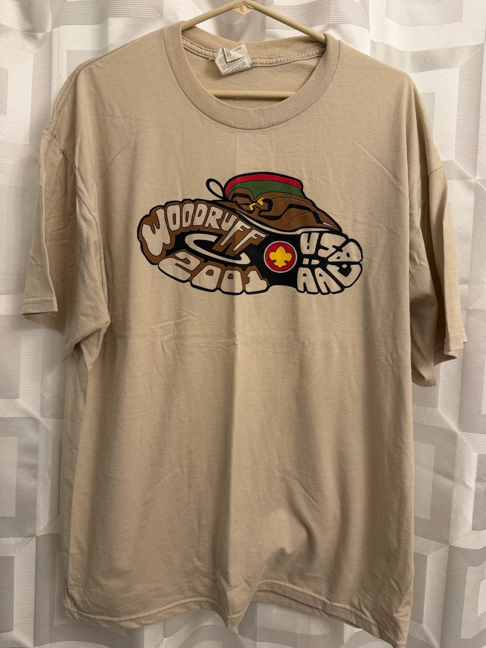 Men’s Boy Scouts BSA Woodruff reserve vintage khaki t shirt size XL